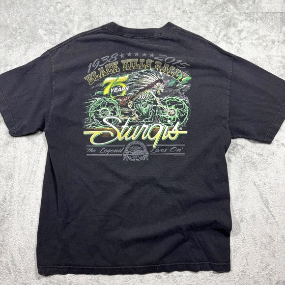 Sturgis 75th Anniversary Black Hills Rally 2015 T-Shirt Black XL Biker Tee - Picture 3 of 7